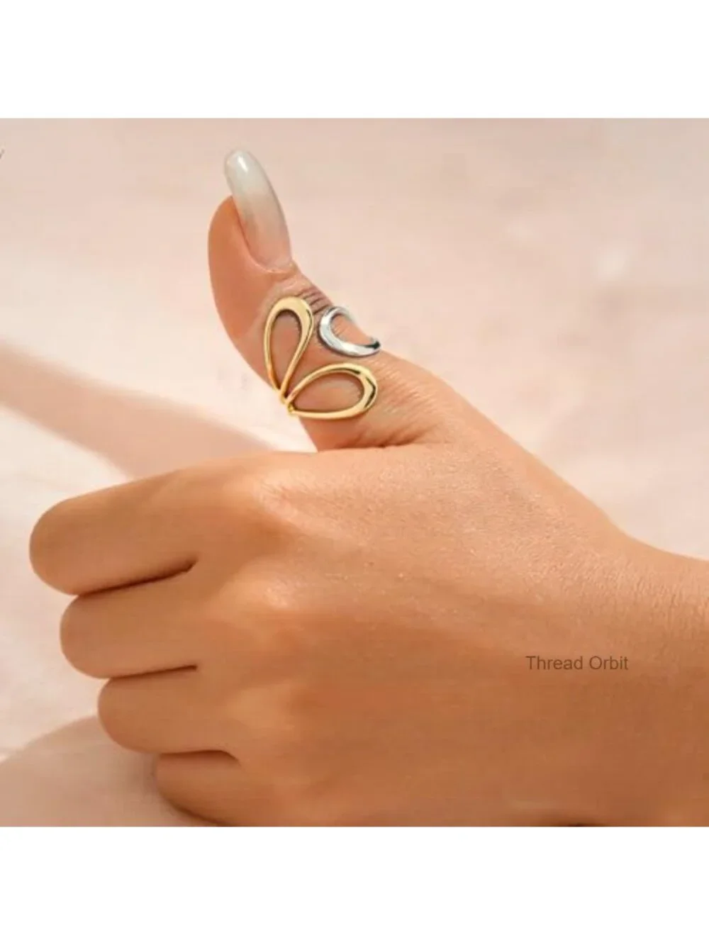 Non Tarnish Adjustable Thumb Ring for Women Chunky Stainless Steel Rings